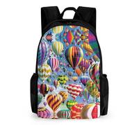 Lyfthologen Mochila de día, bonita mochila de dinosaurios de anime, mochila con bolsillos para senderismo, camping, viajes, Hot Air Balloon Sky, 42x30.5cm