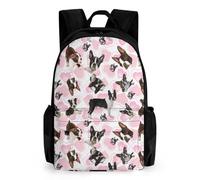 Lyfthologen Mochila de día, bonita mochila de dinosaurios de anime, mochila con bolsillos para senderismo, camping, viajes, Boston Terrier., 42x30.5cm