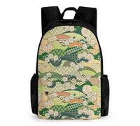Lyfthologen Mochila de día, bonita mochila de dinosaurios de anime, mochila con bolsillos para senderismo, camping, viajes, Patrón japonés, 42x30.5cm