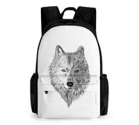 Lyfthologen Mochila de día, bonita mochila de dinosaurios de anime, mochila con bolsillos para senderismo, camping, viajes, Lobo gris, 42x30.5cm