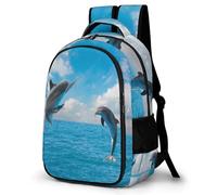 Lyfthologen Mochila de día, con estampado de calavera azul, mochila con bolsillos para senderismo, camping, viajes, Two Dolphin, One Size