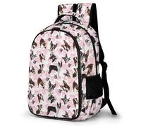 Lyfthologen Mochila de día, con estampado de huellas de animales, mochila con bolsillos para senderismo, camping, viajes, Boston Terrier., One Size
