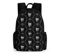 Lyfthologen Mochila de día, mochila dorada con escamas de sirena, mochila con bolsillos para senderismo, camping, viajes, Calavera aterradora negra, 42x30.5cm