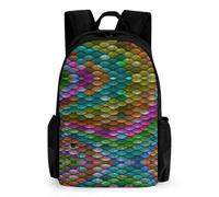 Lyfthologen Mochila de día, mochila para perro Shiba Inu, mochila con bolsillos para senderismo, camping, viajes, Escamas de pez arcoíris, 42x30.5cm