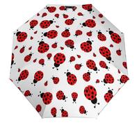 Lyfthologen Paraguas plegable, paraguas de artes marciales de Taekwondo, paraguas de viaje con apertura y cierre automático para resistente al viento y a la lluvia, Patrón de mariquitas infinito