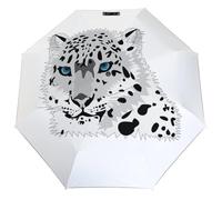 Lyfthologen Paraguas plegable, patrón de mariquitas, paraguas moteado infinito, paraguas de viaje resistente al viento y a la lluvia, Leopardo De Nieve, One size