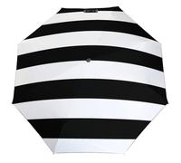 Lyfthologen Paraguas plegable, patrón de mariquitas, paraguas moteado infinito, paraguas de viaje resistente al viento y a la lluvia, Rayas negras., One size