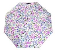 Lyfthologen Paraguas plegable, patrón de mariquitas, paraguas moteado infinito, paraguas de viaje resistente al viento y a la lluvia, Flores rosas y moradas, One size