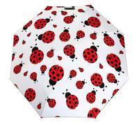 Lyfthologen Paraguas plegable, patrón de mariquitas, paraguas moteado infinito, paraguas de viaje resistente al viento y a la lluvia, Patrón de mariquitas infinito moteado, One size