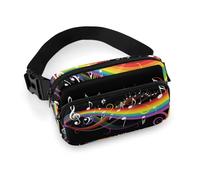 Lyfthologen Riñonera ajustable con diseño de libélula colorida para correr, caminar, senderismo, Rainbow Music - Nota musical, 20x13cm