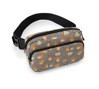 Lyfthologen Riñonera ajustable con estampado de leopardo y cebra, para correr, caminar, senderismo, Gatos anaranjados, 20x13cm