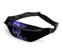 Lyfthologen Riñonera ajustable con purpurina plateada brillante para correr, caminar, senderismo, Mariposa Púrpura, 36*15cm