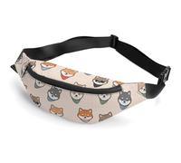 Lyfthologen Riñonera ajustable para gatos, para correr, caminar, senderismo, Patrón de perro Shiba Inu, 36*15cm