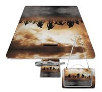 Lyfthologen Tapete de picnic, zombies Dead Men Walking Body at Night Square Picnic Manta, alfombras al aire libre, 148 cm x 148 cm