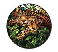 Lygond Letrero de metal circular con vidrieras estilo jaguar vintage para club, 30,5 x 30,5 cm