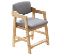 LYHOE LIVING Silla Comedor de Madera Ajustable en Altura, Estudio Silla Ergonómica Evolutiva con Reposapiés Regulable, Asiento de Látex y Tejido Técnico, para Estudio, Comedor y Escritorio (Gris)