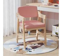 LYHOE LIVING Silla Comedor de Madera Ajustable en Altura, Estudio Silla Ergonómica Evolutiva con Reposapiés Regulable, Asiento de Látex y Tejido Técnico, para Estudio, Comedor y Escritorio (Rosa)