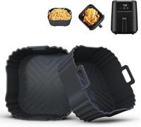 LYHOLKEER Lote de 2 moldes Silicona freidora de Aire, Accesorios Negros para Air Fryer, compatibles con freidoras de Aire JATA JEFR1222 2L, Cosori 2L, DREAME 2.5L, Bella 3L y Otras de 2 a 3 L