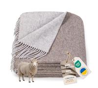 LYHome Manta Lana Merino, Plaid Cálida y Suave para Sofa y Cama 140x200 cm | 80% Lana, 20% Nylon, OEKO-TEX. Mantas Decorativas, Interior y Exterior - Dormitorio, Sala, Camping, Coche | Marrón - Gris