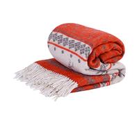 LYHome Manta Lana Merino, Plaid Cálida y Suave para Sofa y Cama 140x200 cm | 80% Lana, 20% Nylon, OEKO-TEX. Mantas Decorativas, Interior y Exterior - Dormitorio, Sala, Camping, Coche | Rojo, Renos