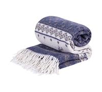 LYHome Manta Lana Merino, Plaid Cálida y Suave para Sofa y Cama 140x200 cm | 80% Lana, 20% Nylon, OEKO-TEX. Mantas Decorativas, Interior y Exterior - Dormitorio, Sala, Camping, Coche | Azul, Renos