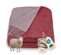 LYHome Manta Lana Merino, Plaid Cálida y Suave para Sofa y Cama 140x200 cm | 80% Lana, 20% Nylon, OEKO-TEX. Mantas Decorativas, Interior y Exterior - Dormitorio, Sala, Camping, Coche | Vino y Gris