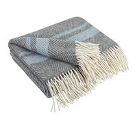 LYHome Manta Lana Merino, Plaid Cálida y Suave para Sofa y Cama 140x200 cm | 80% Lana, 20% Nylon, OEKO-TEX. Mantas Decorativas, Interior y Exterior - Dormitorio, Sala, Camping, Coche | Gris con Azul