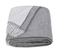 LYHome Manta Lana Merino, Plaid Cálida y Suave para Sofa y Cama 140x200 cm | 80% Lana, 20% Nylon, OEKO-TEX. Mantas Decorativas, Interior y Exterior - Dormitorio, Sala, Camping, Coche | Gris - Gris Claro