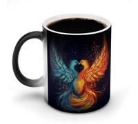 LYHVSFJW - Tazas de café de cerámica con cambio de calor y fuego Phoenix Novedad Taza de café de cerámica Taza de té personalizada de 11 onzas para bebidas frías y calientes, hogar, oficina, fiesta