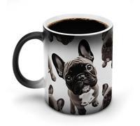 LYHVSFJW Tazas de café de cerámica con diseño de bulldog francés, tazas de café que cambian de calor, tazas de té personalizadas de 11 onzas para bebidas frías y calientes, hogar, oficina, fiesta