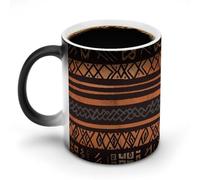 LYHVSFJW Tazas de café de cerámica con diseño tribal de barro africano, tazas de café que cambian de calor, tazas de té personalizadas de 11 onzas para bebidas frías y calientes, hogar, oficina