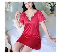 LYHYDMA Camisón Saten Mujer Camisones de Mujer de satén y Seda, Ropa de Dormir Suave, Vestido de Encaje, lencería Sexy, Bata.(Color 1,XL)