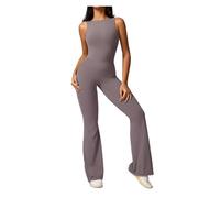 LYHYDMA Mono Deportivo Mujer Mono de yoga una pieza con espalda descubierta y huecos for mujer, deportivo, sin mangas, for gimnasio, entrenamiento, ajustado, acampanado(GRAY,XL)