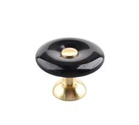 LYHYDMA Tiradores armarios Perilla de puerta de gabinete redonda de 30mm, tirador de cajón de muebles, tiradores de aparador de latón(Black Stone)
