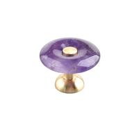 LYHYDMA Tiradores armarios Perilla de puerta de gabinete redonda de 30mm, tirador de cajón de muebles, tiradores de aparador de latón(Purple Crystal)