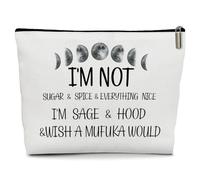 Lyiibb Bolsa de maquillaje de bruja para mujer, divertida bolsa de brujería, regalos de meditación para mujeres de brujería, cumpleaños, regalos de halleween para amigas, hermanas, esposas, Beige