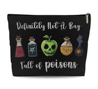 Lyiibb Definitely Not A Bag Full of Poisons, bolsa de maquillaje, regalos de bruja para mujeres, bolsa de cosméticos inspirada en villanos con cremallera, Beige