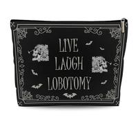 Lyiibb Divertidos regalos góticos de humor oscuro para mujeres, bolsa de cosméticos de lobotomía de risa viva, divertida bolsa de maquillaje gótica, regalos de cumpleaños para mujeres, bolsa con