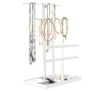 LYIMCHONG 2 Pcs Soporte para Joyas y Pendientes, Expositor Pendientes, Expositor de Joyas, Organizador de JoyasEstante Soporte de Joyería para Colgador Collares Aretes Pulseras Anillos(Blanco)