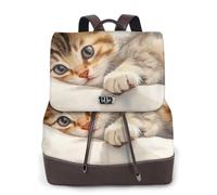 Lying on the bed Kitty - Mochila de viaje para mujer, mochila casual, mochila de cuero estampada para mujer para el trabajo