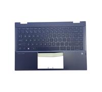 Lyinsen Repuesto para HP Pavilion X360 14 DW 14M-DW0023DX 14T-DW100 14M-DW1023DX Laptop Upper Case Palmrest Keyboard Assembly Part 35.6 cm L96526-001 6070B1744903 L96524-001 Cubierta superior gris