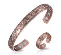 LYITZW 2 Pulsera Magnética y Anillos Magnéticos Ajustables para Mujeres y Hombres, Brazalete con Imanes y Anillos de Imán para Madre Esposa Hija, Pulsera y Anillos Magnéticos con Diseño de Flor