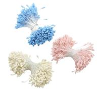 Lyivisk 1050 unidades limpiadores de pipas de flores estambres, pétalos artificiales, perlas de doble cabeza, estambres mate en amarillo, blanco, rosa, ideal para flores, manualidades, proyectos de