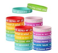 Lyivisk 24 pulseras motivadoras para niños, pulseras de silicona con frases inspiradoras, regalo de despedida, guardería, estudiantes, obsequios motivadores para la escolarización, fiesta o despedida
