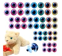 Lyivisk 48 Ojos de Seguridad para amigurumi, de plástico con Purpurina, con Arandelas para muñecos de Peluche, títeres y Manualidades (20 mm, 16 mm y 12 mm)