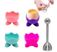 Lyivisk Juego De 4 Hueveras Divertidas con 1 Abrebotellas De Huevos De Acero Inoxidable - Soporte para Huevos Infantil - Ideal para Huevos Cocidos, Pasados por Agua Y Brunch