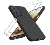 LYJERRY 2+1 Set Cristal Templado Compatible con Motorola G06 Funda Protectora Capa Cristal antirotura Antigolpes Fundas Carcasa Silicona Funda de Móvil Negro