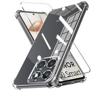 LYJERRY Airbag Funda con Cristal Templado Compatible con Honor 400 Smart 5G, Funda para Honor 400 Smart 5G Protectora Capa Antigolpes Fundas Carcasa Silicona Funda de Móvil Cristal antirotura Clear