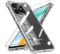 LYJERRY Airbag Funda con Cristal Templado Compatible con Honor X5c Plus, Funda para Honor X5c Plus Protectora Capa Antigolpes Fundas Carcasa Silicona Funda de Móvil Cristal antirotura Clear