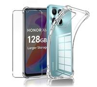 LYJERRY Funda Compatible con Honor X6A Carcasa con 1Pcs Cristal Templado para Honor X6A Capa,Funda Bumper Cover Transparente Case Silicona Gel Caja Caso